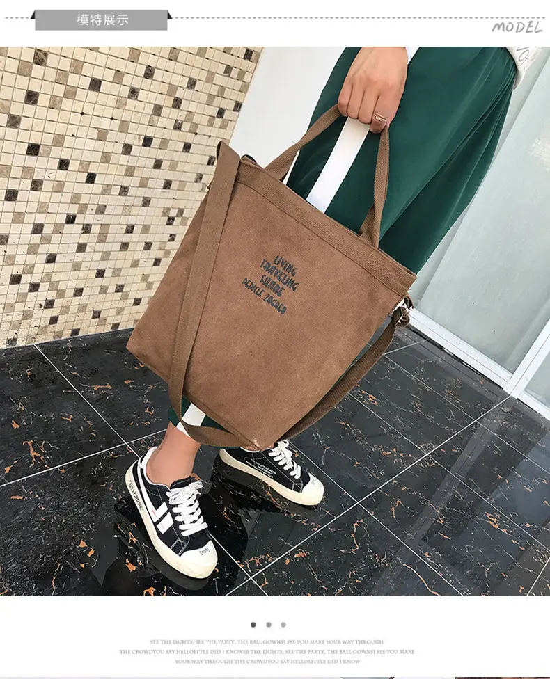 2019 popular korea canvas handbag wholesale custom women canvas tote bag and single shoulder bag