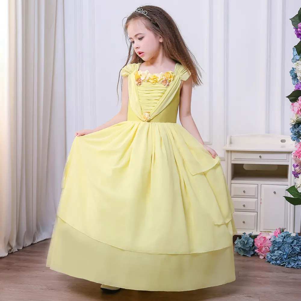 Yeni tasarım prenses elbiseler çocuklar için Cosplay kostüm giyim çocuk uyku güzellik sofya parti balo elbise
