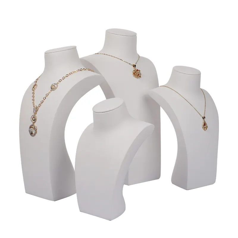 2024 New model Best Price White PU Leather custom color logo necklace stand Jewelry Display For Jewelry Window Showcase