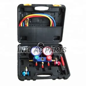 Set Meteran Manifold dengan Pipa R134a 134a R12 untuk Alat AC Otomatis Selang Panjang 2.5M