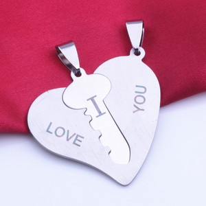 I love You ciondoli coppia collana pendente cuore chiave ciondolo collana gioielli catena in acciaio inox amanti collana lunga - Product Image 5