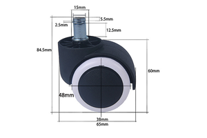 Ersatz 2 Zoll schwarz <span class=keywords><strong>Nylon</strong></span> Pu Bürostuhl <span class=keywords><strong>Caster</strong></span> M11 Griff Ring Stiel Dreh möbel Lenk rollen - Product Image 4
