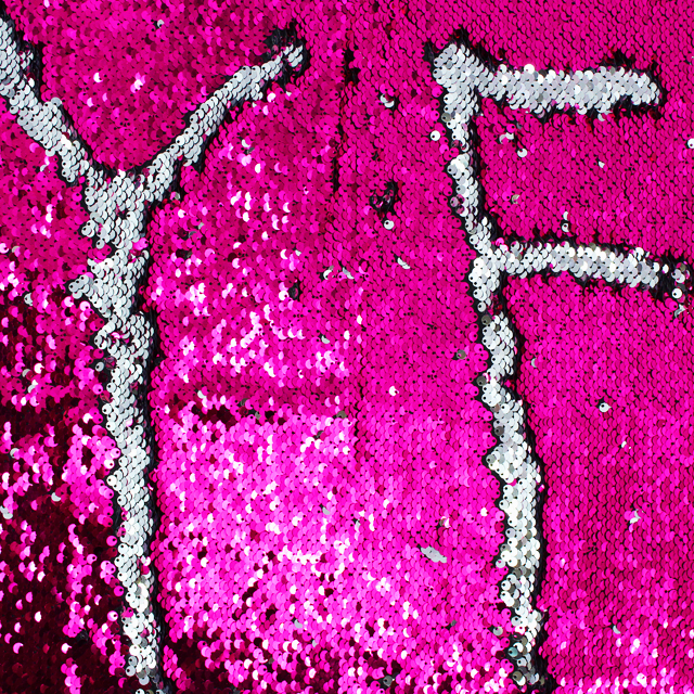 Rose Rouge Couleur Argent Sequin Tissu Deux Côtés Réversibles 5mm Paillettes Brodé Tissu