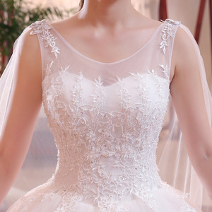 <span class=keywords><strong>Robe</strong></span> de mariée élégante à col rond romantique en ivoire avec couvre-lit en dentelle amovible - Product Image 5