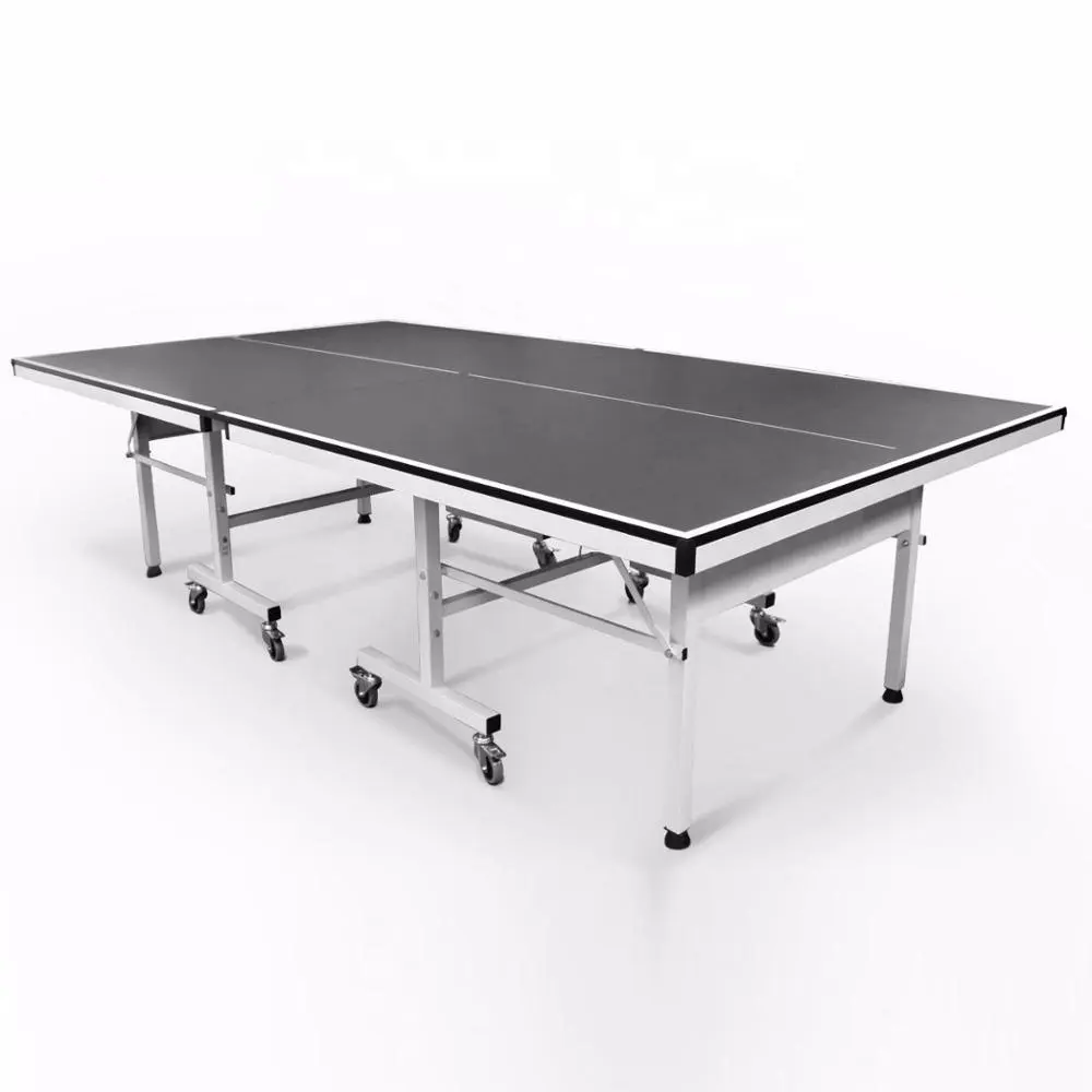 Mesa de tênis de mesa dobrável, superfície preta ao ar livre e interior, preço de pingue-pongue
