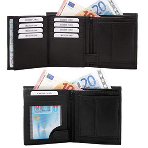 Portefeuille court <span class=keywords><strong>pour</strong></span> homme en cuir véritable noir, anti-RFID, <span class=keywords><strong>avec</strong></span> <span class=keywords><strong>compartiment</strong></span> à billets, multifonction, <span class=keywords><strong>porte</strong></span>-<span class=keywords><strong>monnaie</strong></span> - Product Image 4
