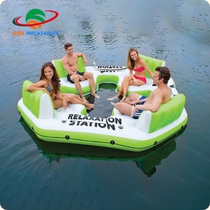 Isla Flotante de tahiti tropical inflable <span class=keywords><strong>gigante</strong></span> de 8 personas, Isla Flotante inflable para fiestas en la piscina - Product Image 1