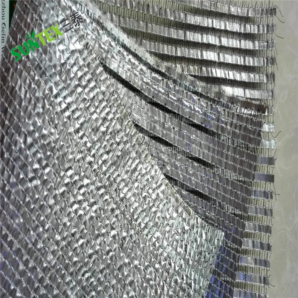 Kain Tenun Mesh Aluminium Shade Net/Aluminium Sliver Kain Naungan/Parkir Mobil Penutup Matahari Sliver Foil Net