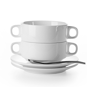 270 ml Empilables Bol à Soupe Avec Poignée et Soucoupe, Bol À Salade En Céramique, Ramequin Bol $ - Product Image 5