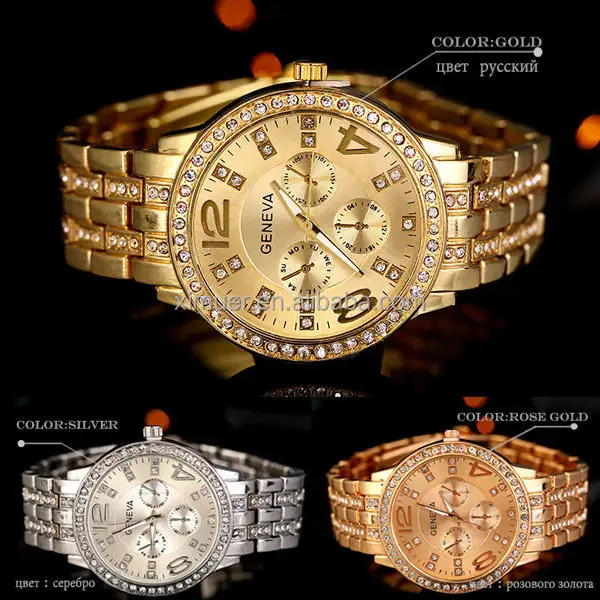 Cheap hot sale fashion geneva gold watch
