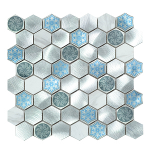 Aluminum Stainless Steel Ceramic Stone Decorative Hexagon Bathroom <strong>Tile</strong> Mosaic <strong>Tiles</strong> <strong>on</strong> <strong>Stick</strong> Back - Product Image 1