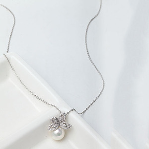 LUOTEEMI Perla Della <span class=keywords><strong>Collana</strong></span> Donna Trendy Romantico Imitazione Pearl Shell Con Zircone Diamante <span class=keywords><strong>Collana</strong></span> del Trifoglio del Foglio - Product Image 6