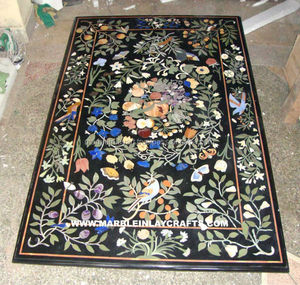 ท็อปโต๊ะอาหารหินอ่อนธรรมชาติฝังลายสีดำ ดีไซน์อิตาลีโบราณ - Product Image 1