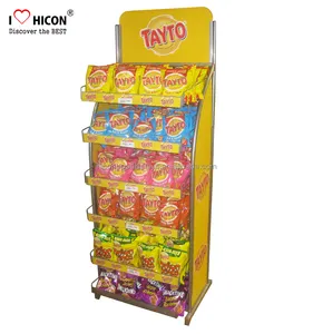 Descubra o melhor sabor de sua marca doce Candy Stand sozinho Pop Chips publicidade loja carrinho de exposição de Metal comida