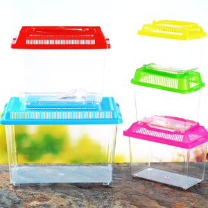 EN PLASTIQUE DE DÉMARRAGE AQUARIUM FISH TANK REPTILE INSECTE POISSON ROUGE CAGE POIGNÉE de TRANSPORT - Product Image 6