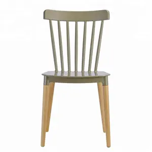 الجملة Cateferia التجارية من البلاستيك Windsor كرسي الطعام ، كرسي من البلاستيك مع الساق الخشبية