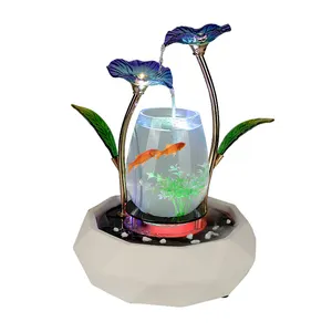 玻璃金鱼缸客厅创意小自来水家居装饰办公桌礼品陶瓷水生宠物住宅