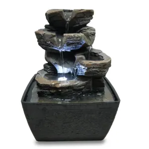 Nhựa Rockery Thác Nước Trong Nhà Mini Tabletop Đài Phun Nước