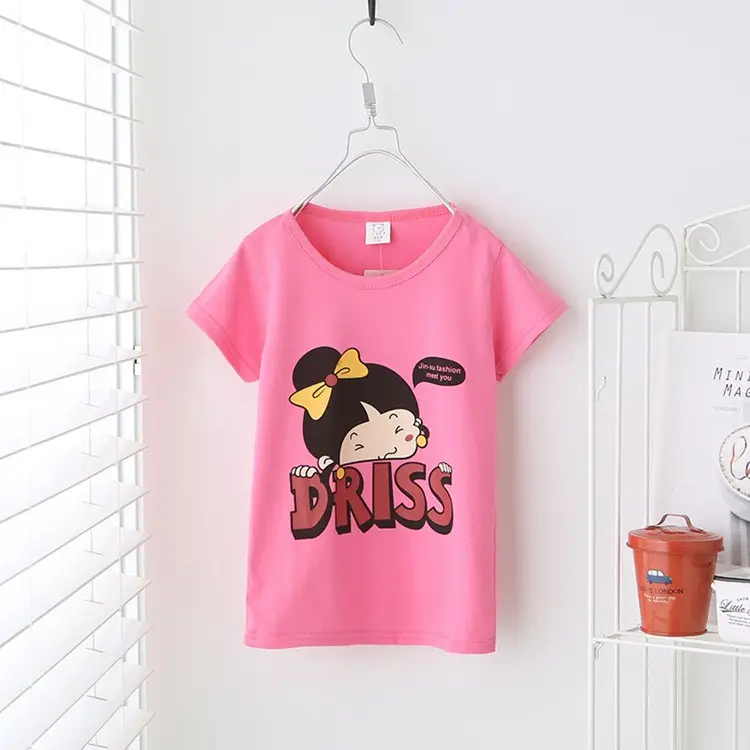 Baju Bayi Perempuan OEM Kaus Oblong Cetakan Gambar Gadis Kustom Grosir Pakaian Anak-anak untuk Anak Perempuan