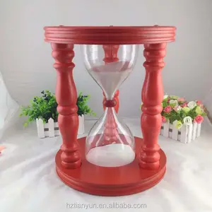중국 공급자 새로운 디자인 15 분 24 시간 모래 시계 모래 시계 럭셔리 나무 컬러 모래 시계 시간 유리 모래 타이머