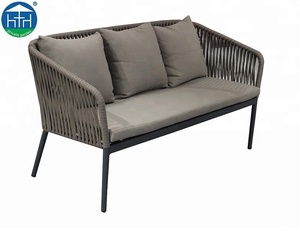 Muebles de Jardín Portátiles y Económicos, Sofá Seccional de Cuerda Gris para Patio, Sofá de Aluminio para Exteriores de Hotel - Product Image 3
