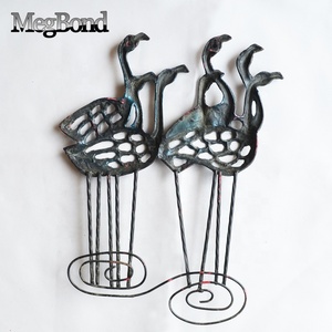 Cổ verdigris thủ công mỹ nghệ kim loại Flamingo tường trang trí trang trí cho phòng khách ven biển được thiết kế kim loại tường nghệ thuật - Product Image 5