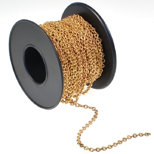 Chaîne enroulée en acier inoxydable plaqué or pour collier, vente en gros d'usine de bijoux, en rouleau, par Opp Bag CN;GUA - Product Image 2