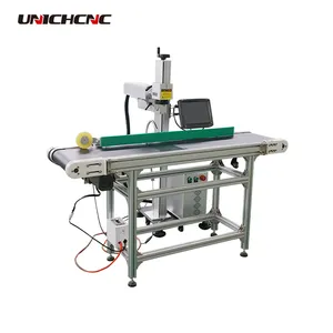 Online flying fiber laser marking machine with touch screen pc