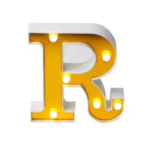 文字g ledライト Suppliers-アルファベットのカスタマイズされたLEDマーキーレター「R」サインは、誕生日、結婚式、パーティーの装飾のために作動するバッテリーで点灯します