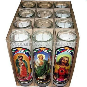 Bougies religieux personnalisées avec pot en verre, livraison gratuite - Product Image 1