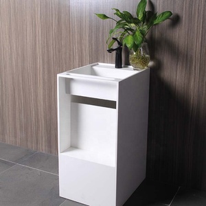 Lavabo superficiale solido/piedistallo lavabo da bagno lavabo, lavello in pietra artificiale bianco. - Product Image 3