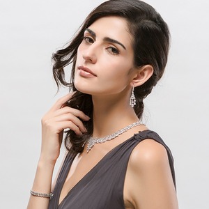 LUOTEEMI-pulsera de plata de primera ley y circón para <span class=keywords><strong>mujer</strong></span>, brazalete, plata esterlina 925, Circonia cúbica, zirconia, circonita, zirconita, circón, color blanco, 2 filas - Product Image 2