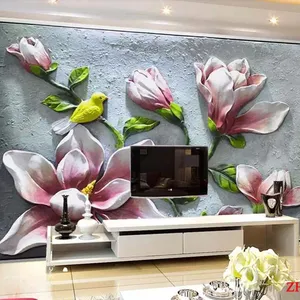 Zhihai Aangepaste Hoge Kwaliteit Bloemen Print Aziatische 3d Decoratieve Muur Muurschildering