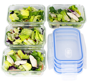 4 packs de récipients <span class=keywords><strong>en</strong></span> <span class=keywords><strong>verre</strong></span> borosilicaté pour la préparation des repas avec couvercle hermétique Boîtes à bento pour le stockage des aliments <span class=keywords><strong>au</strong></span> four à micro-ondes et <span class=keywords><strong>au</strong></span> congélateur - Product Image 2