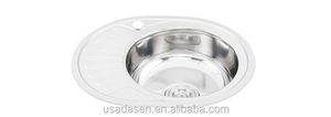 DS 5745 único tazón ronda fregadero con drainboard lavabo de vidrio de acero inoxidable cuenca triángulo fregadero - Product Image 3