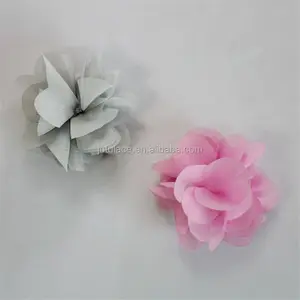 8 Blüten blätter Chiffon Stoff Blume, Mode solide ausgefranste Stoff Rosette Trim Blume