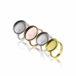 Beadsnice Silver Bezel Cup Base Fit 15mm Round Pearl Ring Setting ID33432