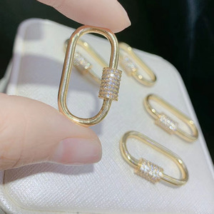 CZ7732 CZ Micro Pave รูปไข่สกรู <span class=keywords><strong>Clasp</strong></span>, GOLD/Rose Gold/Gunmetal/Silver Plated <span class=keywords><strong>U</strong></span> รูปร่าง <span class=keywords><strong>Clasp</strong></span> Marla Aaron ล็อค