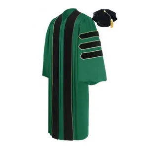 Customized Uk Graduation Gown With Velvet Doctoral Graduation Robe