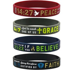 Bracelet de foi avec versets bibliques Jésus - Philippiens 4:13, Éphésiens 6:10, Romains 12:2 - Bracelet en silicone religieux en gros - Product Image 6