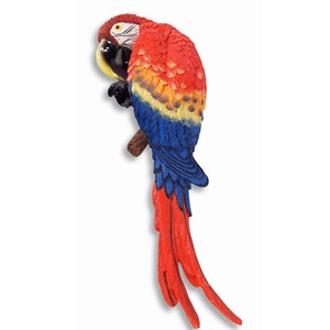 Großhandel polyresin figuren Hand Painted Poly Resin Red Parrot Bird Figurine Wall Mount Plaque 12.5" - Product Image 1