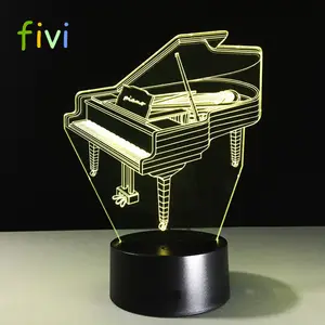 Müzik enstrümanı Retro piyano 3D USB LED lamba 7 renk ampul müzisyen hediye çocuk yatak odası dekorasyon zarif RGB gece lambası