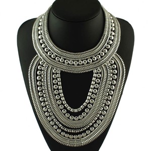 HANSIDON Liontin Rantai Banyak Lapis Wanita, Aksesori Kalung Besar Besar Perhiasan Choker Maxi Gaya <span class=keywords><strong>Boho</strong></span> - Product Image 2