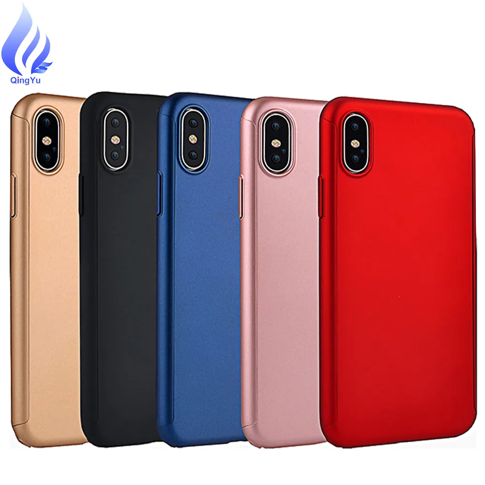 Premium 360 Case For iPhone 12,Full Protective Ultra Thin Matte PC Cover case For iPhone x , 2 in 1 case for iphone x with glass