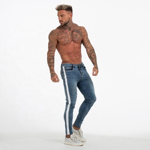 <span class=keywords><strong>Jeans</strong></span> da <span class=keywords><strong>Uomo</strong></span> Gingtto Personalizzati, Blu Lavato, Taglio Dritto, Vita Media, Comodi, <span class=keywords><strong>Elasticizzati</strong></span>, Skinny - Product Image 3