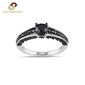 Bague en pierre naturelle, pour hommes et femmes, bijou Punk avec véritable diamant blanc et noir, argent Sterling 925