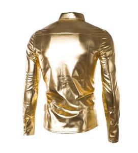 Camisas ajustadas de manga larga para hombre, ropa elástica brillante a la moda para Club nocturno - Product Image 4