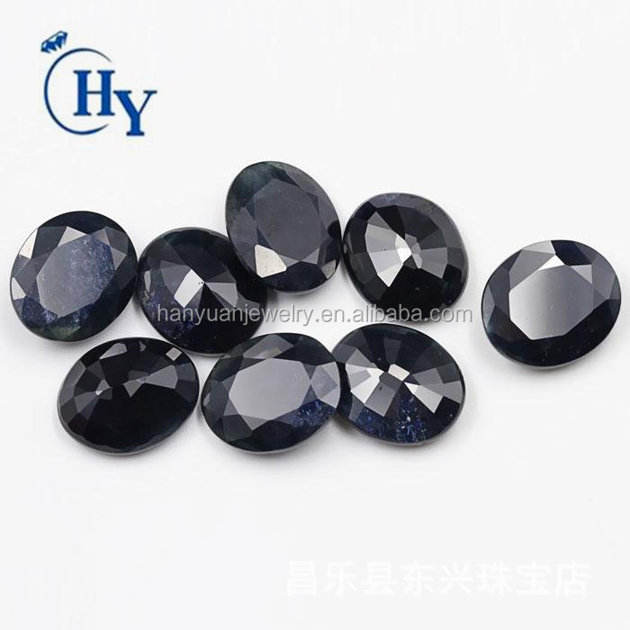 Loose stone 6x8mm oval cut natural gemstone black sapphire