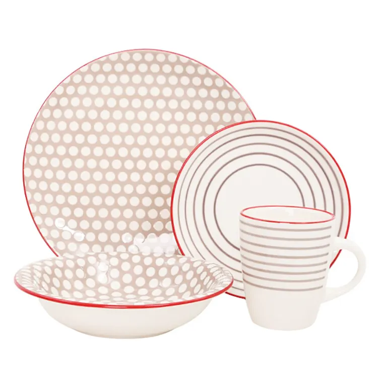 Großhandel 2021 neueste dinner sets mit beliebte design porzellan 20pcs steinzeug abendessen sets