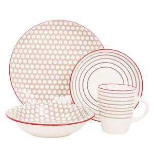 Groothandel 2021 Nieuwste Diner Sets Met Populaire Ontwerp Porselein 20Pcs Steengoed Diner Sets